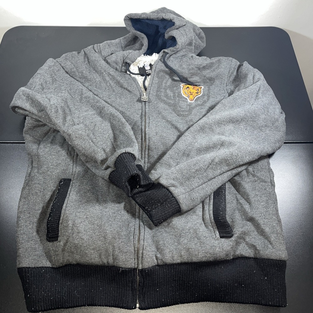 NFL Pro Line Hoodie Chicago Bears Full Zip Jacket Coat Sherpa-Lined Fleece XL